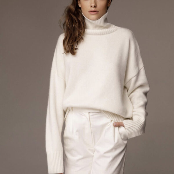 High Collar Loose Knitted Top Sweaters Women's Clothing